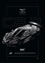 Chevrolet Corvette C8.R GT3 2023 digital poster, minimalist black racing wall art by Jaypads Racing