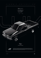 Chevrolet LUV 1979 digital poster, minimalist black racing wall art by Jaypads Racing