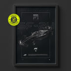 F1 Ferrari SF-24 2024 poster framed on a wall, digital download