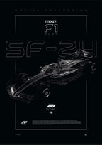 F1 Ferrari SF-24 2024 digital poster, minimalist black racing wall art by Jaypads Racing