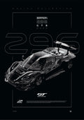 Ferrari 296 GT3 2023 digital poster, minimalist black racing wall art by Jaypads Racing