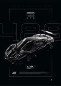 Ferrari 488 GTE 2016 digital poster, minimalist black racing wall art by Jaypads Racing