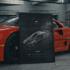 Ford Mustang Nascar 2021 framed poster in an industrial warehouse space