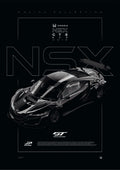 Honda NSX GT3 Evo 2019 digital poster, minimalist black racing wall art by Jaypads Racing