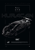 Lamborghini Huracan GT3 Evo2 2023 digital poster, minimalist black racing wall art by Jaypads Racing