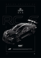 Lexus RC F GT3 2017 digital poster, minimalist black racing wall art by Jaypads Racing