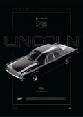 Lincoln Continental 1962 digital poster, minimalist black racing wall art by Jaypads Racing