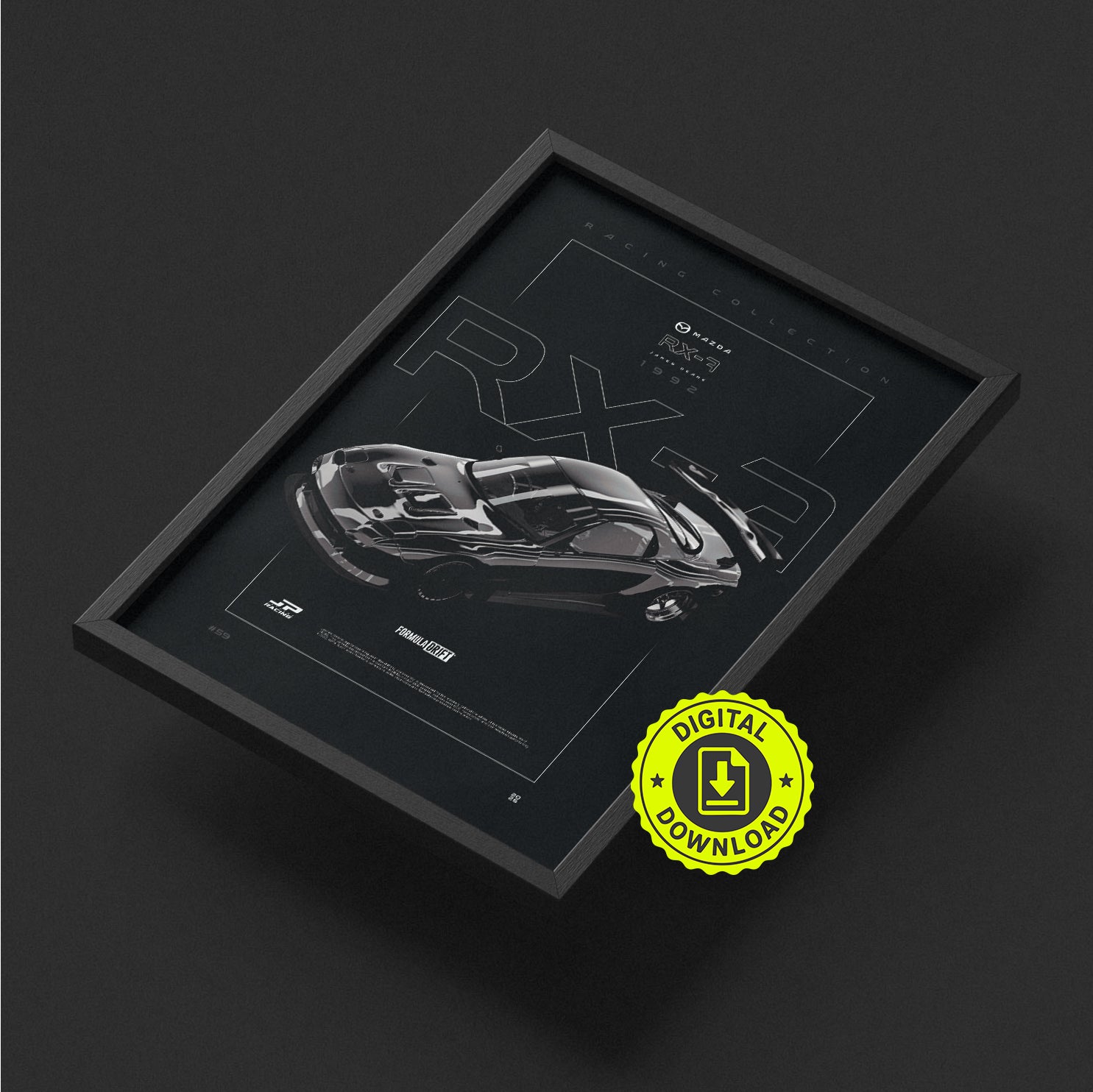 Mazda RX-7 FD 1992 framed poster print, digital download