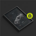 Mazda RX-7 FD 1992 framed poster print in a styled interior