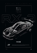 Mazda RX-7 FD 1992 digital poster, minimalist black racing wall art by Jaypads Racing