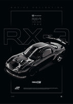 Mazda RX-7 FD 1992 digital poster, minimalist black racing wall art by Jaypads Racing