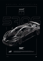 McLaren 570S GT4 2018 digital poster, minimalist black racing wall art by Jaypads Racing