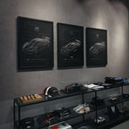 Mclaren 720S GT3 2019 framed poster in a garage interior