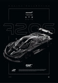 Mclaren 720S GT3 2019 digital poster, minimalist black racing wall art by Jaypads Racing