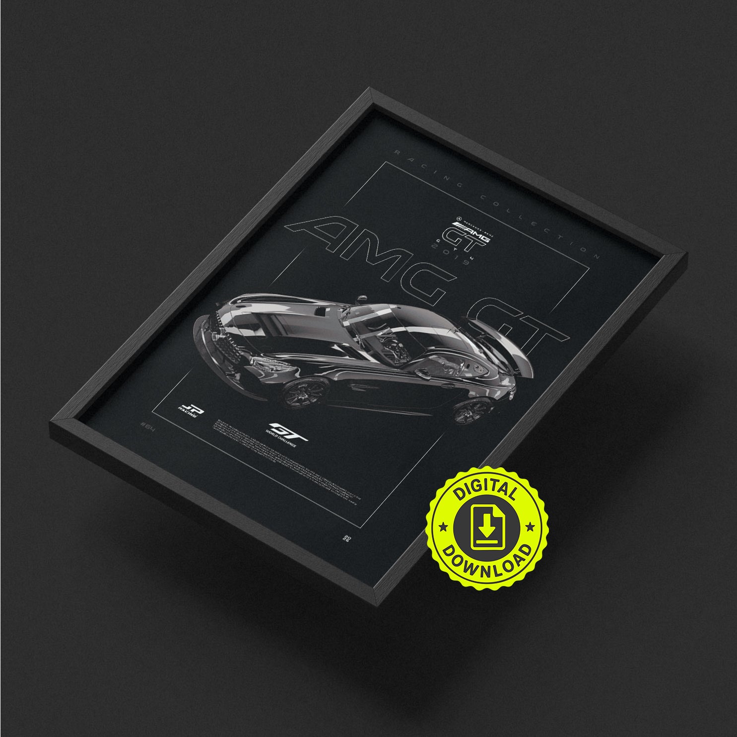 Mercedes AMG GT4 2019 framed poster print, digital download