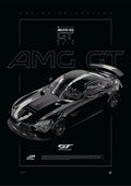 Mercedes AMG GT4 2019 digital poster, minimalist black racing wall art by Jaypads Racing