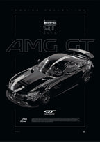 Mercedes AMG GT4 2019 digital poster, minimalist black racing wall art by Jaypads Racing
