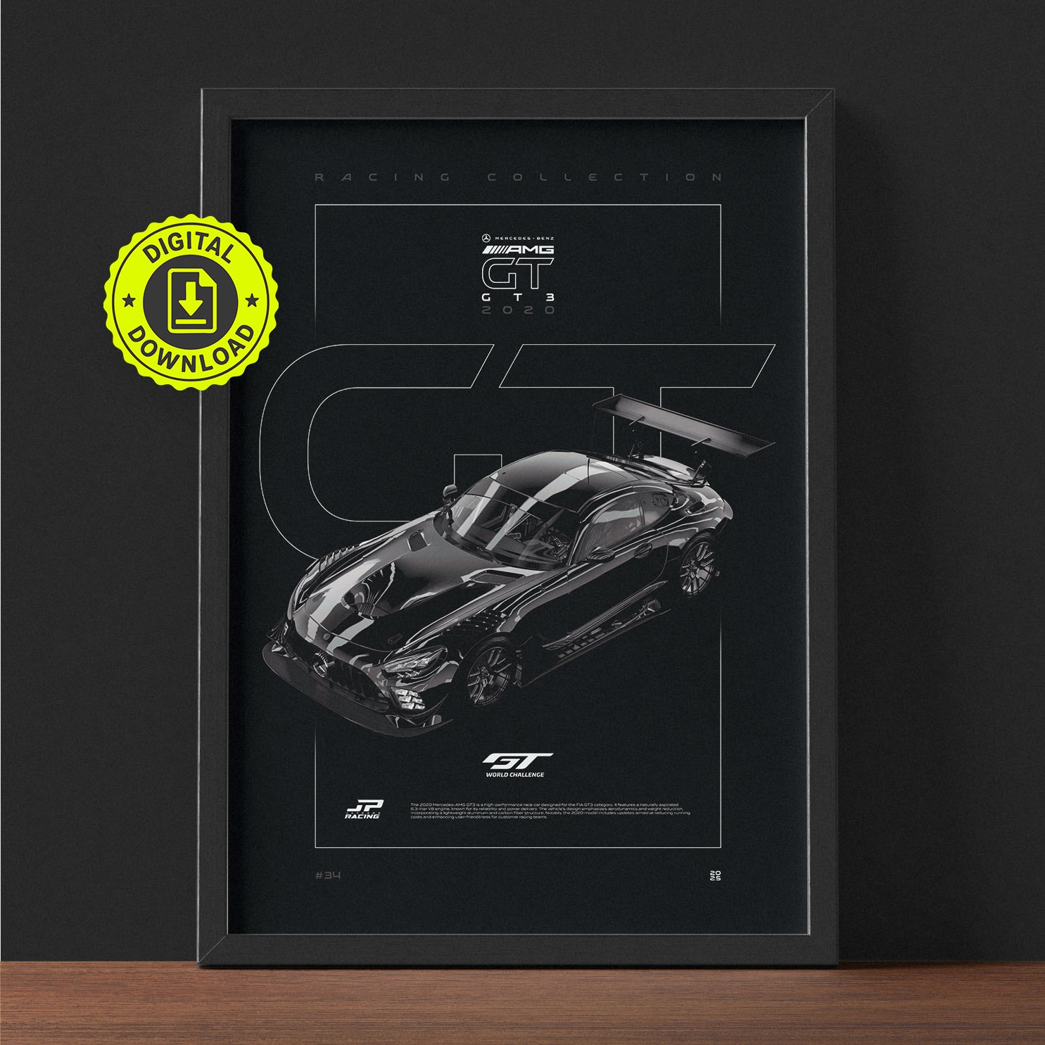 Mercedes-Benz AMG GT GT3 2020 framed poster print wall display