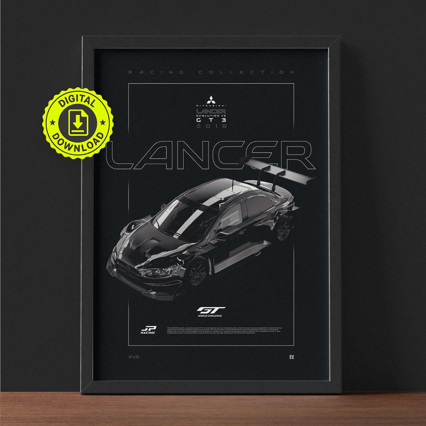 Mitsubishi Lancer Evolution FE GT3 2018 framed poster print wall display