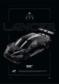 Mitsubishi Lancer Evolution FE GT3 2018 digital poster, minimalist black racing wall art by Jaypads Racing
