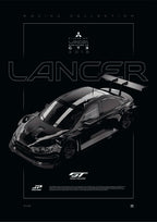 Mitsubishi Lancer Evolution FE GT3 2018 digital poster, minimalist black racing wall art by Jaypads Racing