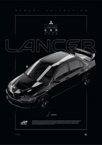 Mitsubishi Lancer Evolution IX GSR 2006 digital poster, minimalist black racing wall art by Jaypads Racing
