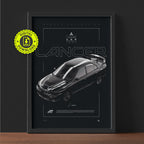 Mitsubishi Lancer GSR Evolution IV 1996 framed poster print wall display