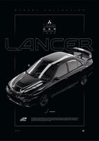 Mitsubishi Lancer GSR Evolution IV 1996 digital poster, minimalist black racing wall art by Jaypads Racing