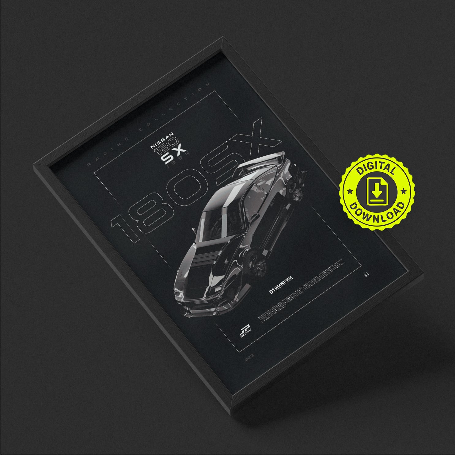 Nissan 180SX D1 1994 framed poster wall art, digital download
