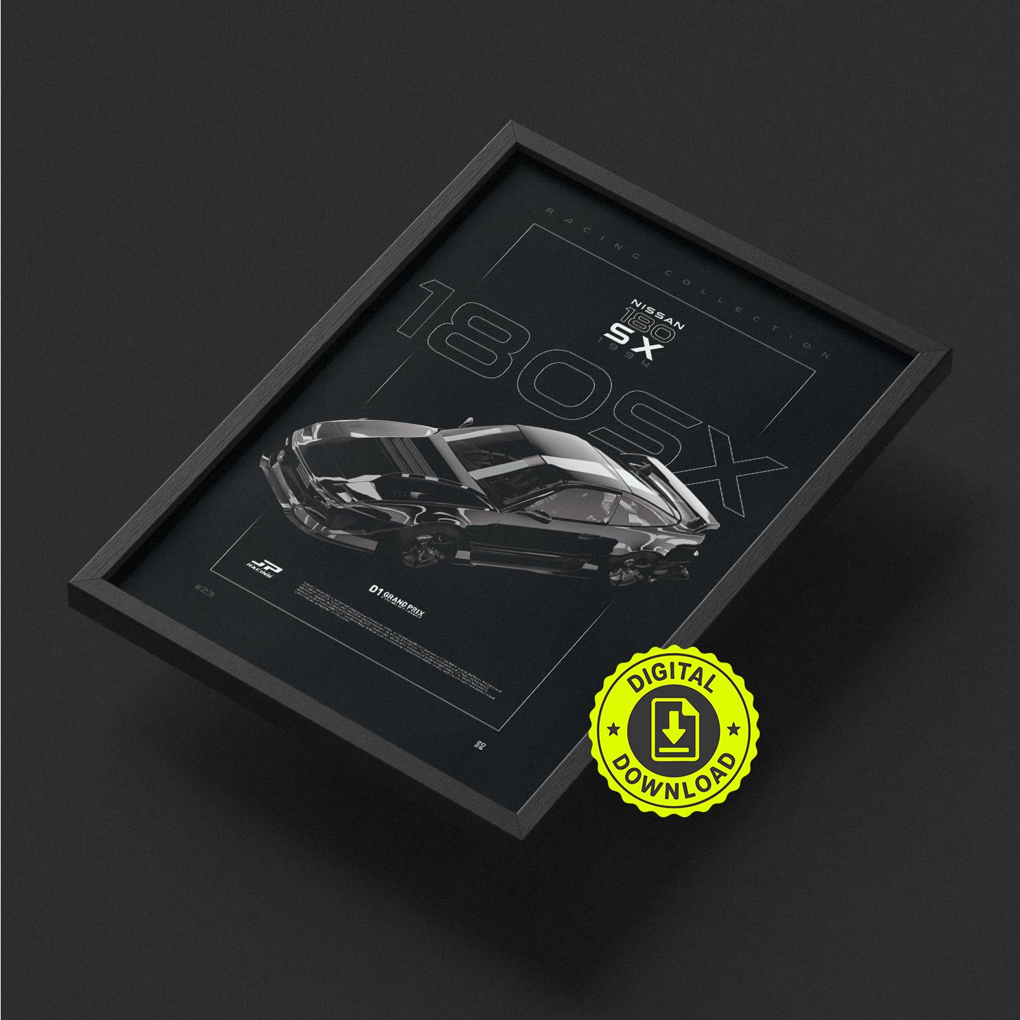 Nissan 180SX D1 1994 framed poster print, digital download