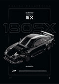 Nissan 180SX D1 1994 digital poster, minimalist black racing wall art by Jaypads Racing