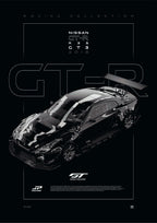 Nissan GT-R R35 GT3 2018 digital poster, minimalist black racing wall art by Jaypads Racing
