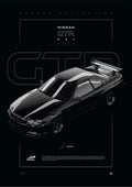Nissan GTR R34 2000 digital poster, minimalist black racing wall art by Jaypads Racing