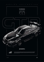 Nissan GTR R34 D1 1999 digital poster, minimalist black racing wall art by Jaypads Racing