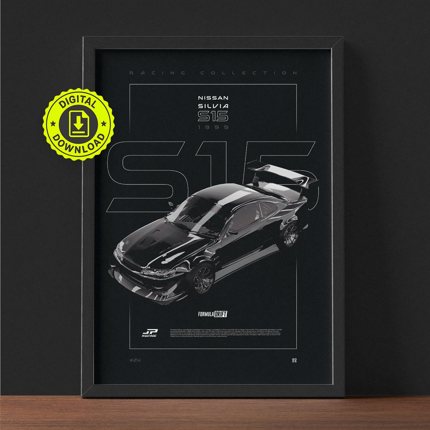 Nissan Silvia S15 1999 framed poster print wall display