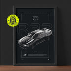 Nissan Skyline GT-R R32 1991 framed poster print wall display