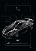 Porsche 718 Cayman GT4 Clubsport 2019 digital poster, minimalist black racing wall art by Jaypads Racing