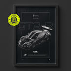 Porsche 911 GT3 R 2023 poster framed on a wall, digital download