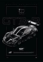 Porsche 911 GT3 R 2023 digital poster, minimalist black racing wall art by Jaypads Racing