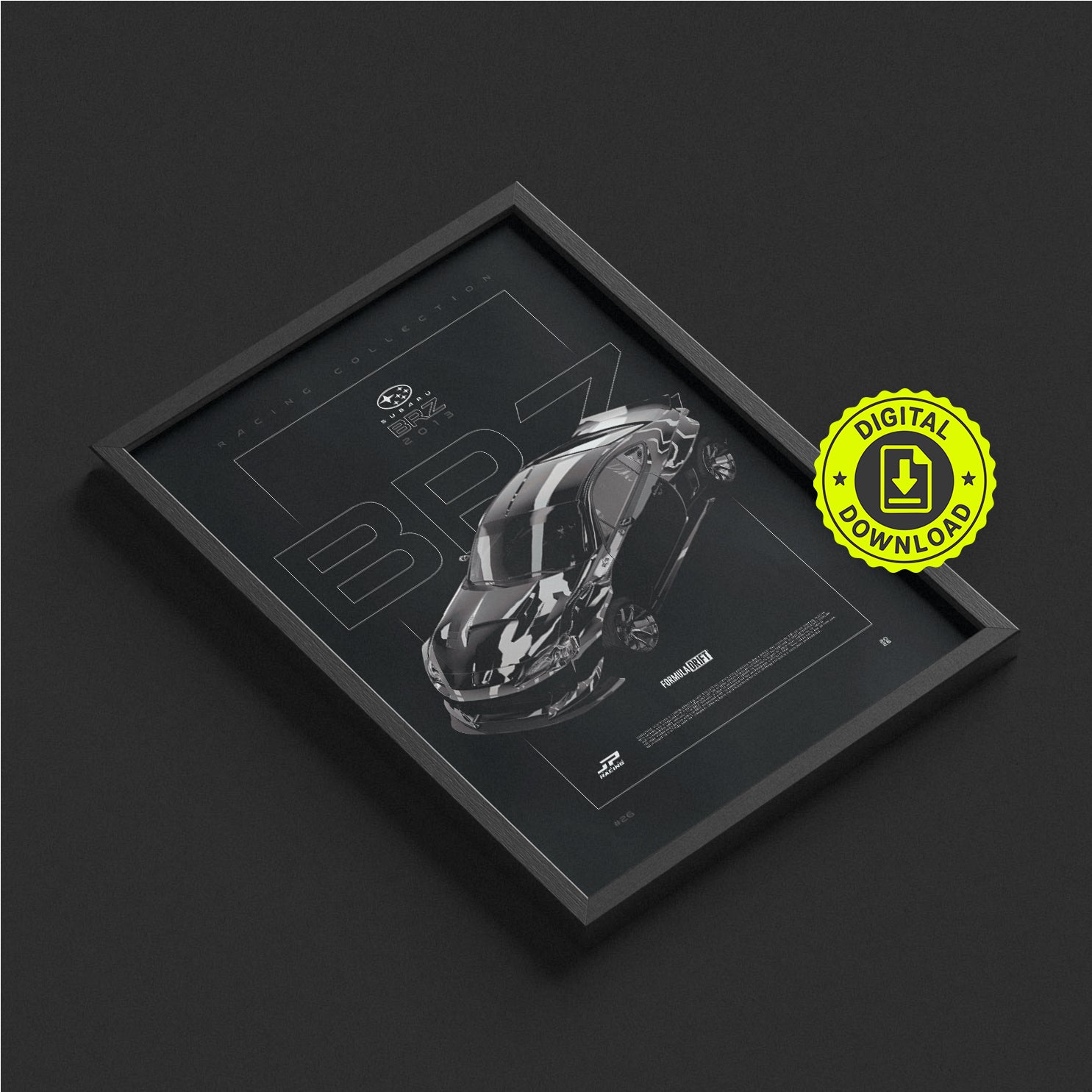 Subaru BRZ FD 2013 framed poster print in a styled interior