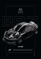 Subaru BRZ FD 2013 digital poster, minimalist black racing wall art by Jaypads Racing