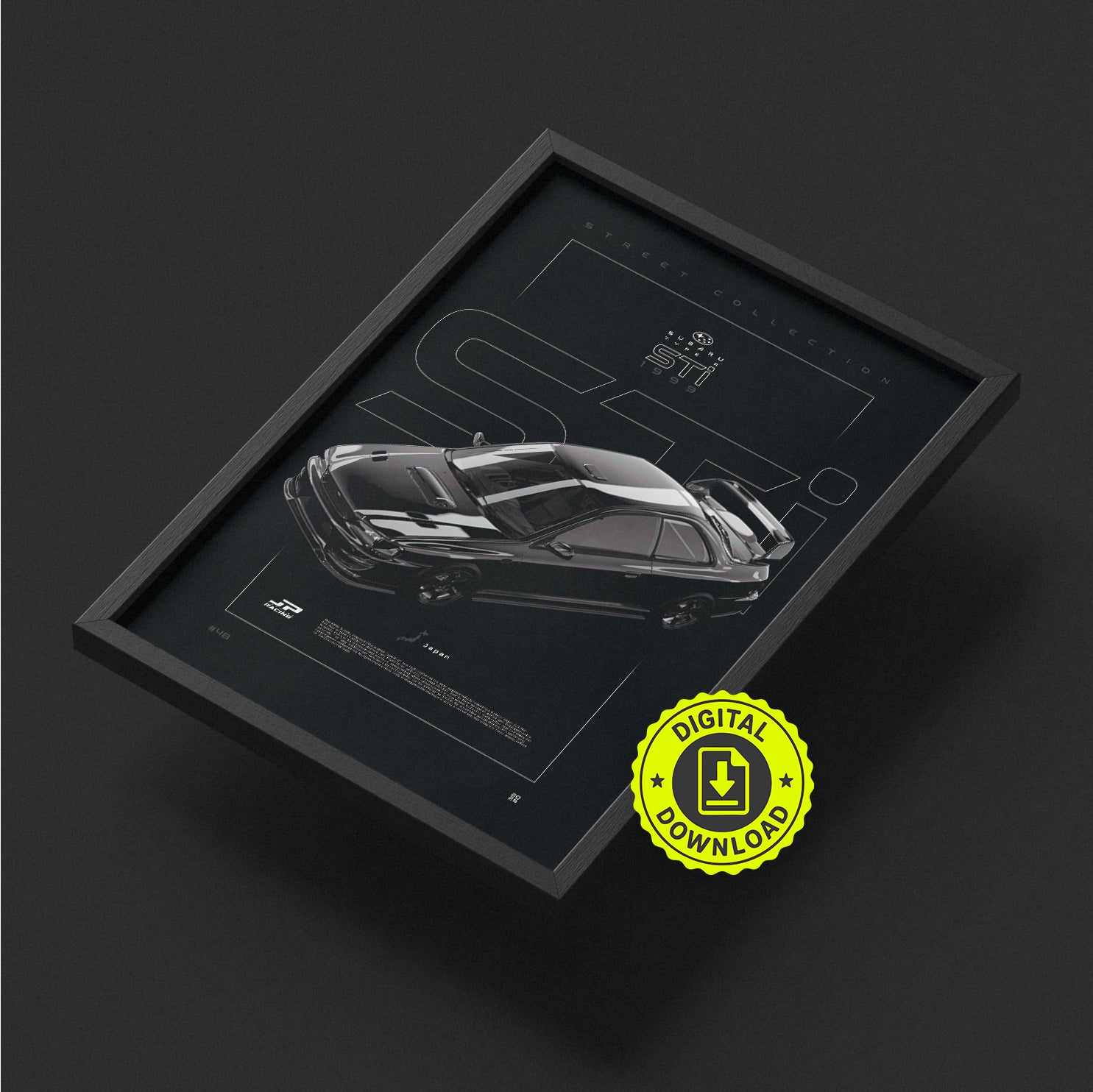 Subaru Impreza Coupe WRX Type R STi 1999 framed poster print, digital download