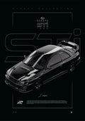 Subaru Impreza Coupe WRX Type R STi 1999 digital poster, minimalist black racing wall art by Jaypads Racing