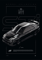Subaru Impreza Coupe WRX Type R STi 1999 digital poster, minimalist black racing wall art by Jaypads Racing