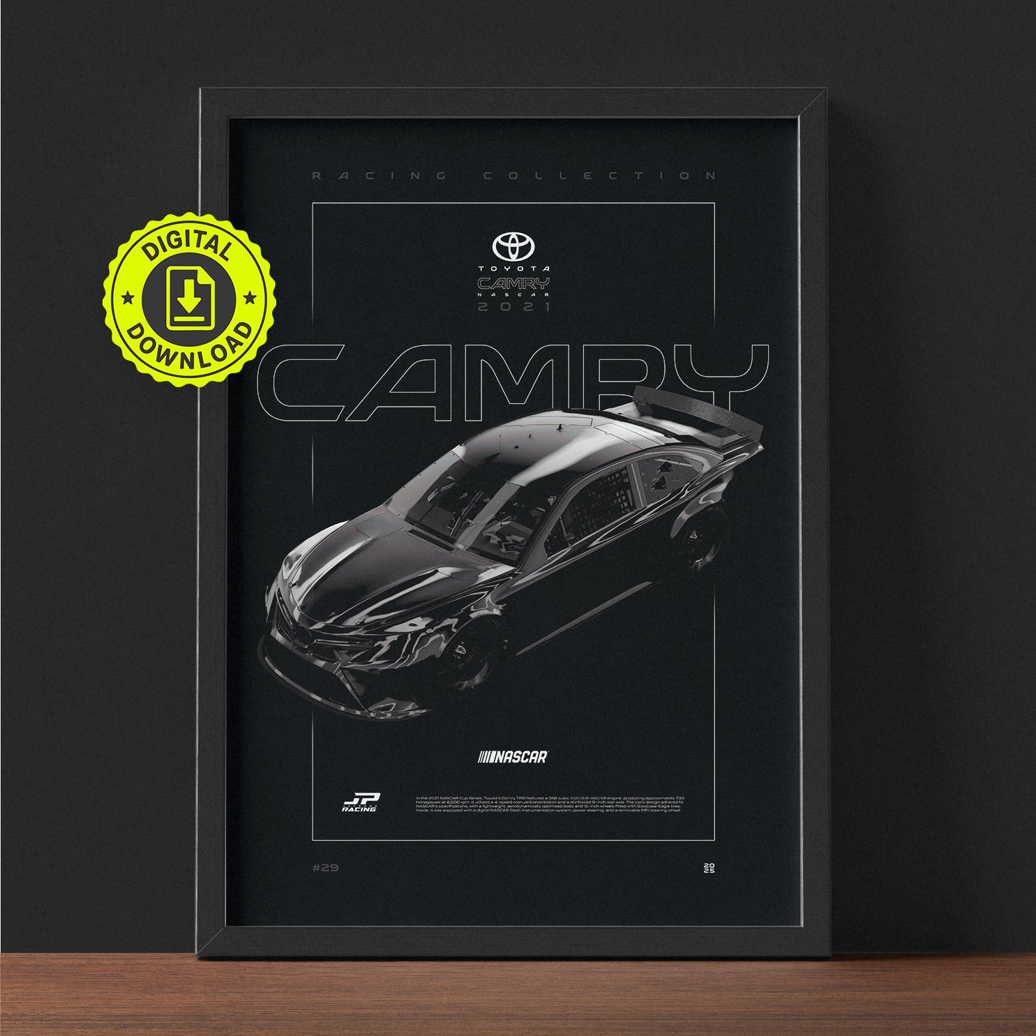 Toyota Camry Nascar 2021 framed poster print wall display