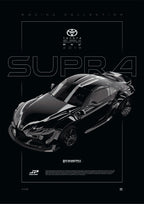 Toyota Supra MKV D1 2019 digital poster, minimalist black racing wall art by Jaypads Racing