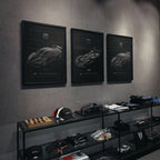 Vanwall Vandervell 680 2023 framed poster in a garage interior