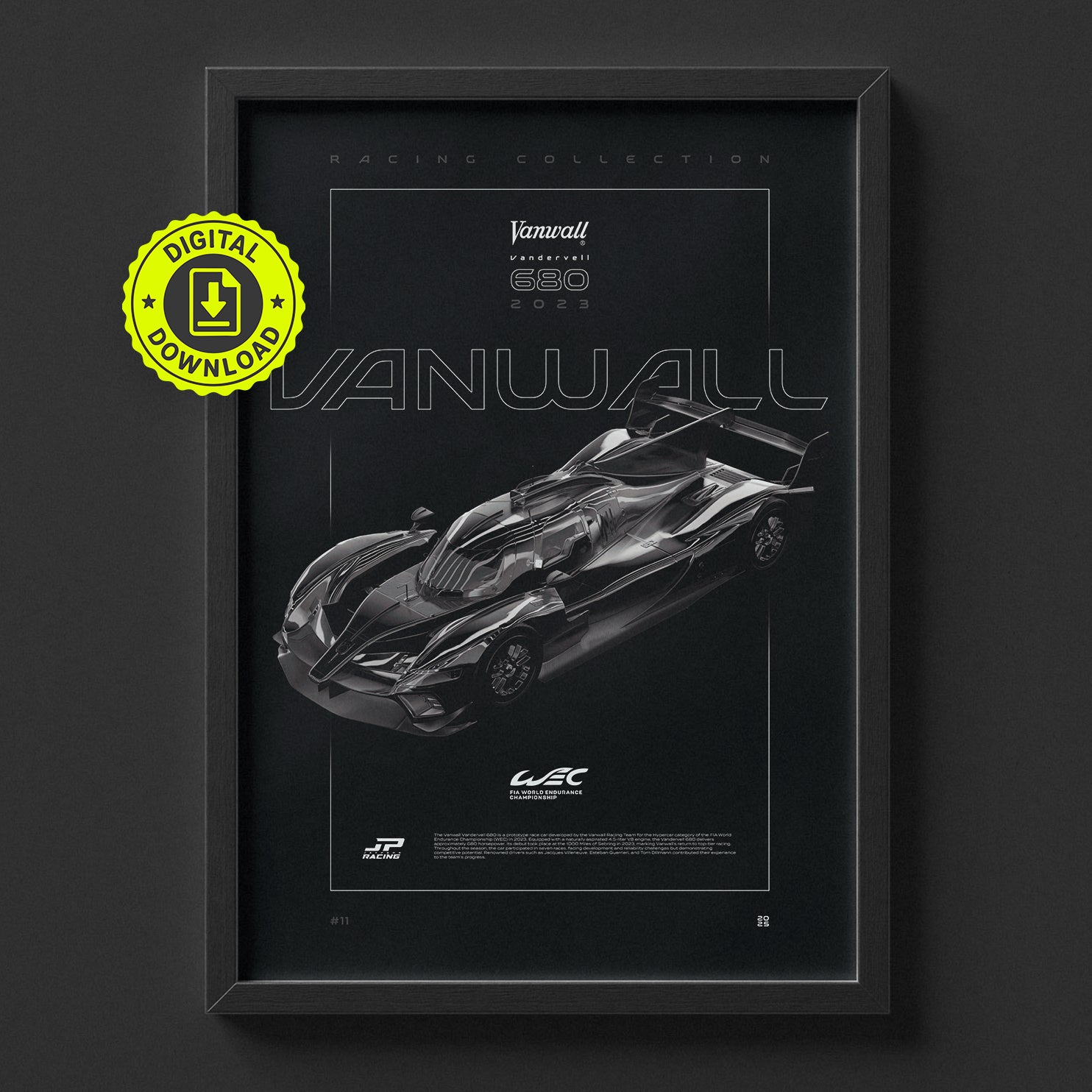 Vanwall Vandervell 680 2023 poster framed on a wall, digital download